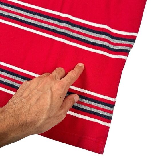 Vintage Mecca Polo Shirt Mens Large Red Striped Short Sleeve Casual 90s Hip Hop - Picture 4 of 7